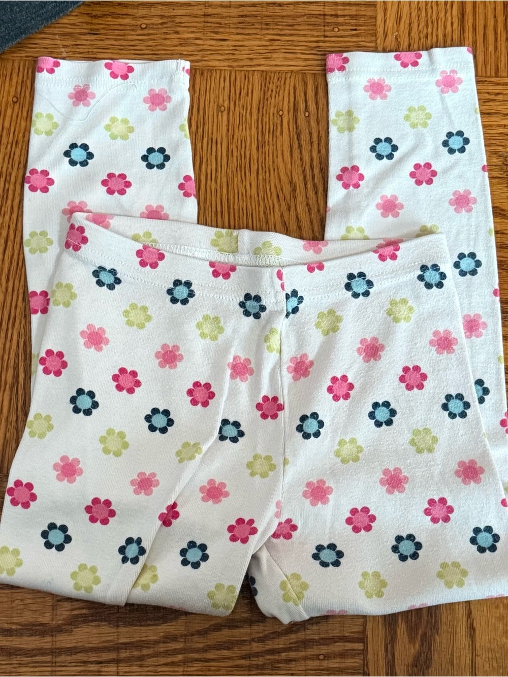 Gymboree White Floral Dot Leggings in Pink, Green & Navy